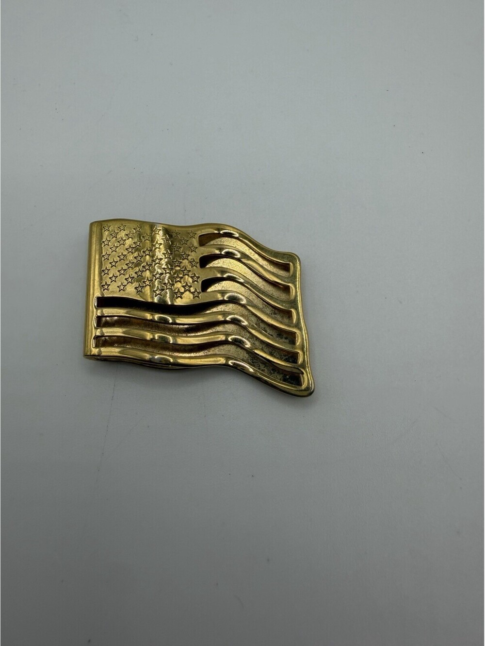 Vintage Avon Money Clip American Flag Gold Tone Money Clip